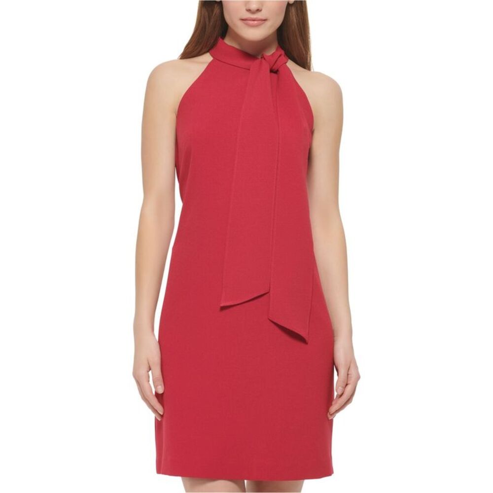 Vince Camuto Womens Bow Neck Halter Sheath Dress, Pink, 16, DM
